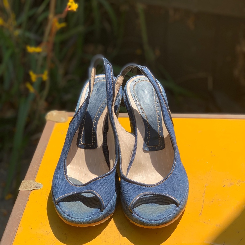 Fornarina Jean Peeptoe Platform  Wedge Shoes